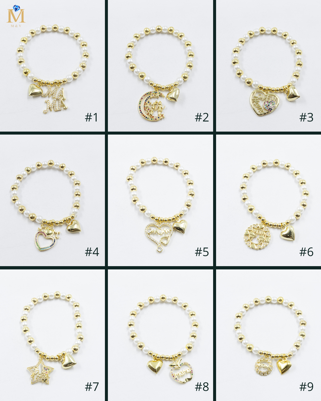 Pulsera con dije de Mamá M3 Oro Laminado 05/03/26