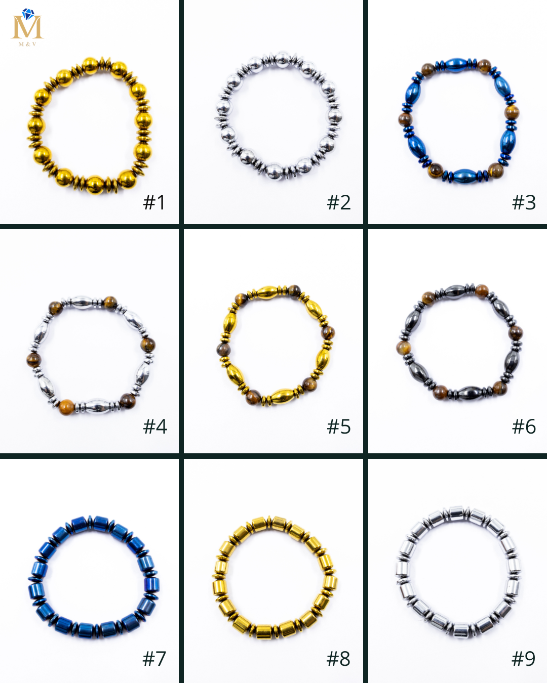 Pulseras brillantes con cuentas - M1 Oro Laminado