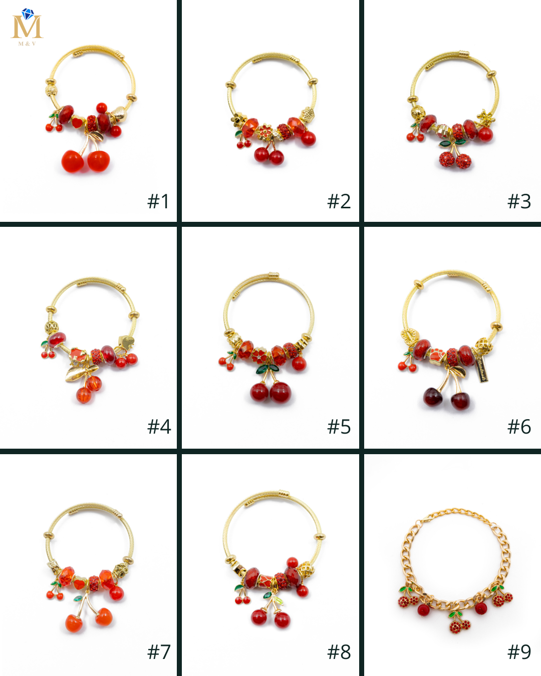 PULSERA DE CEREZA M3 ORO LAMINADO