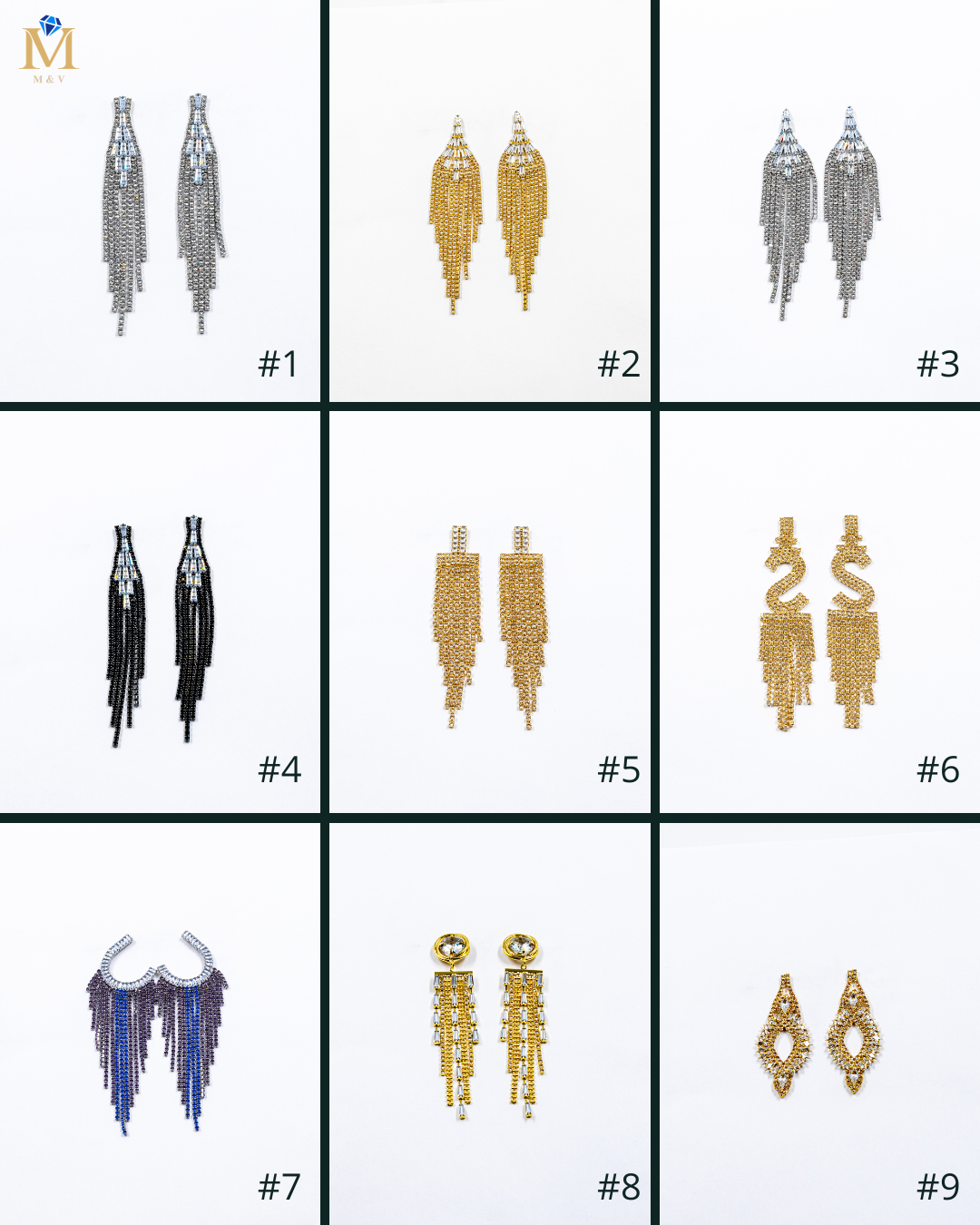 Aretes Largos de piedras - M2 Oro Laminado