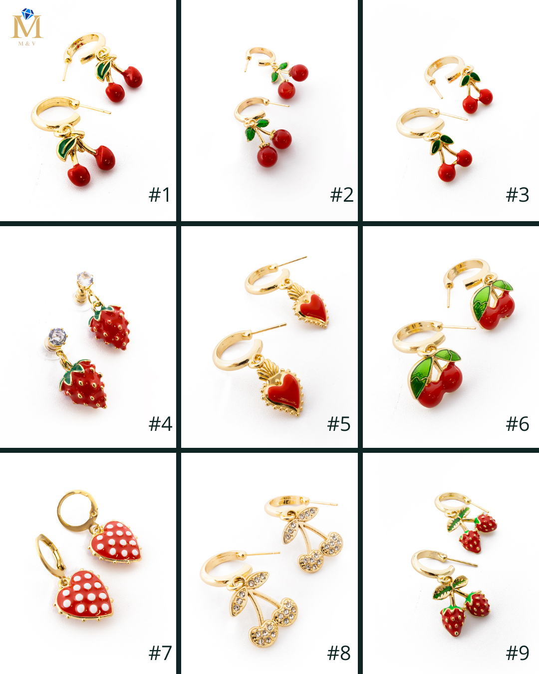 Aretes Dorados Cereza M6 Oro Laminado
