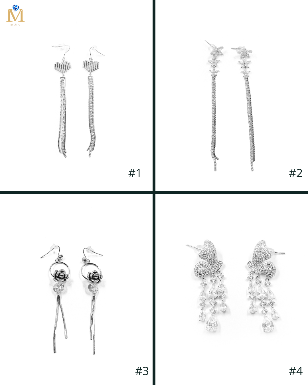 Aretes Largos Ansheli Plateados M25 Oro Laminado