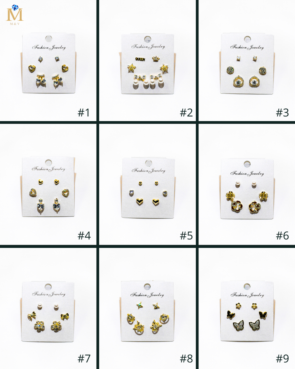 Set Aretes X3 - M8 Oro Laminado
