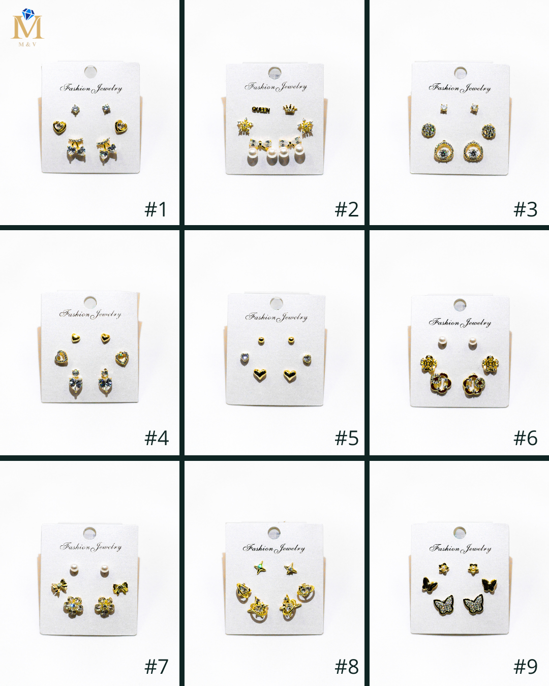 Set Aretes X3 - M8 Oro Laminado
