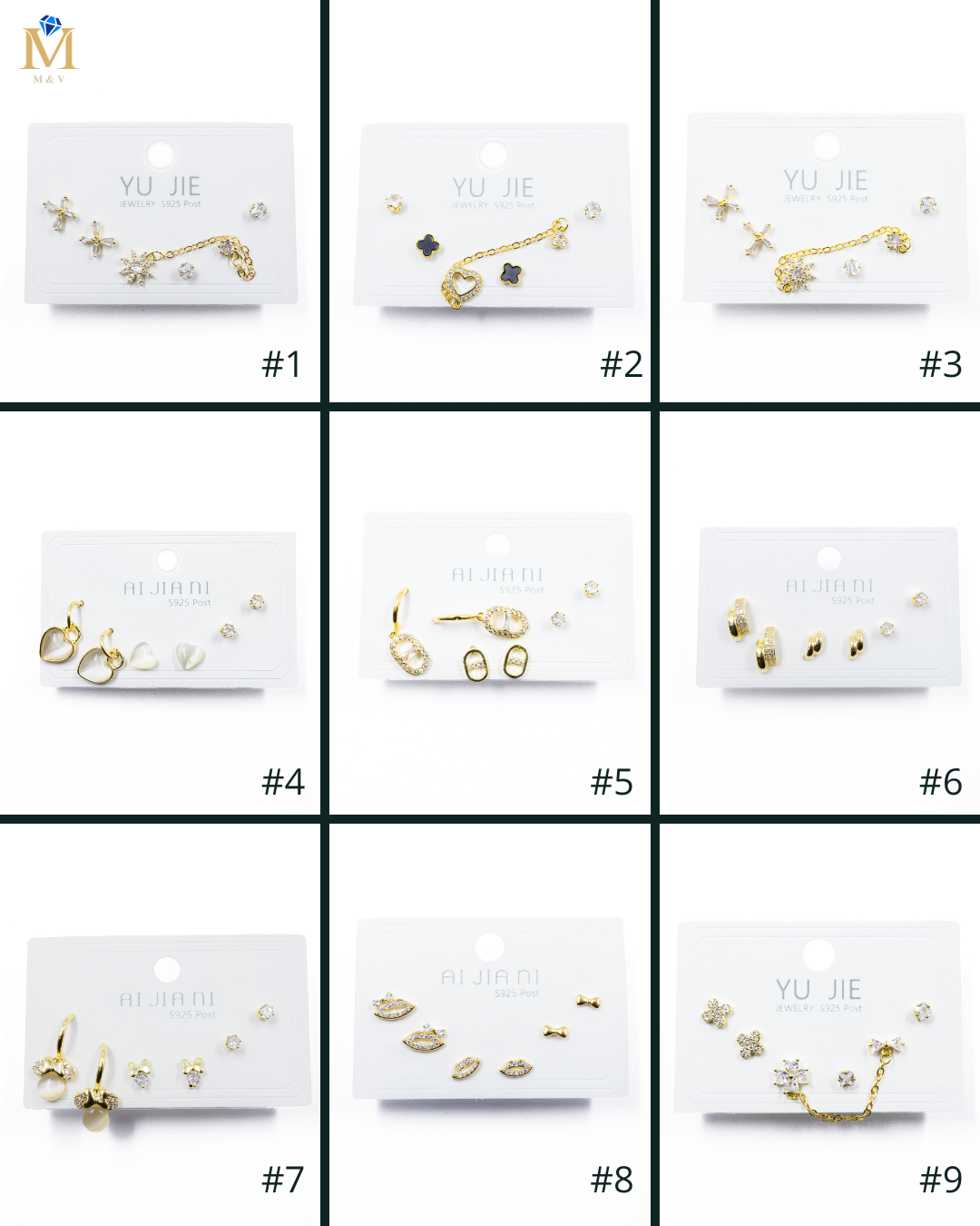 ARETES PAQUETE DE 3 M4 ORO LAMINADO