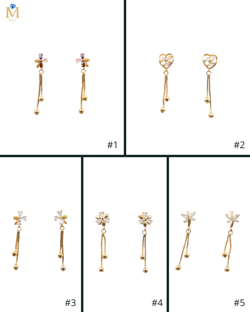 Aretes Dorados Largos M6 Oro Laminado