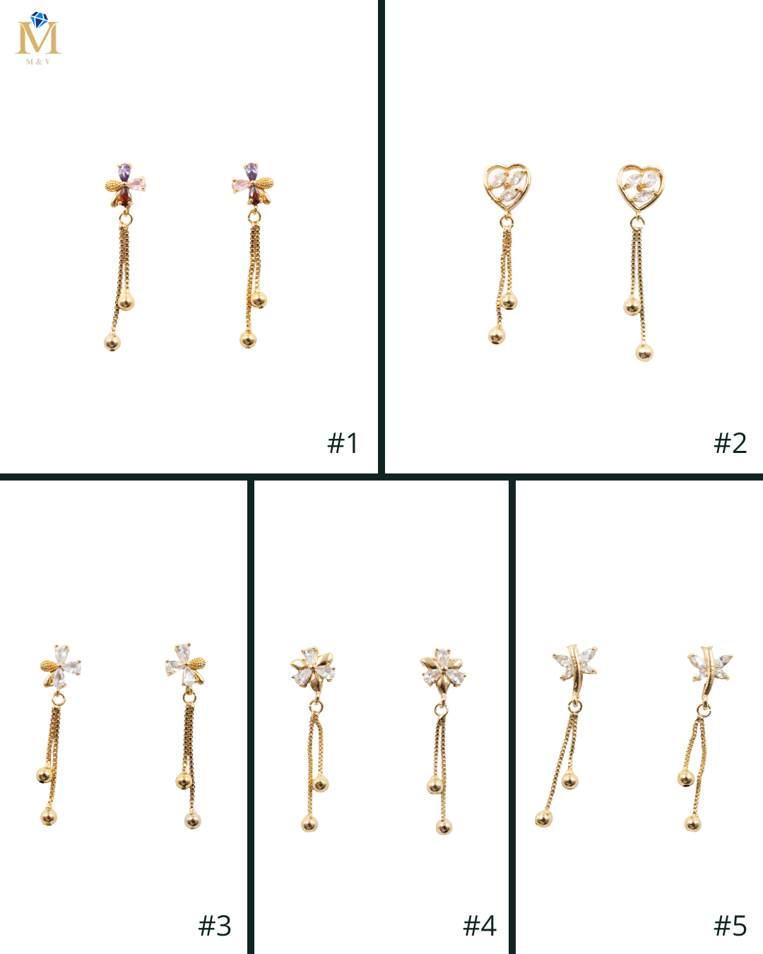 Aretes Dorados Largos M6 Oro Laminado