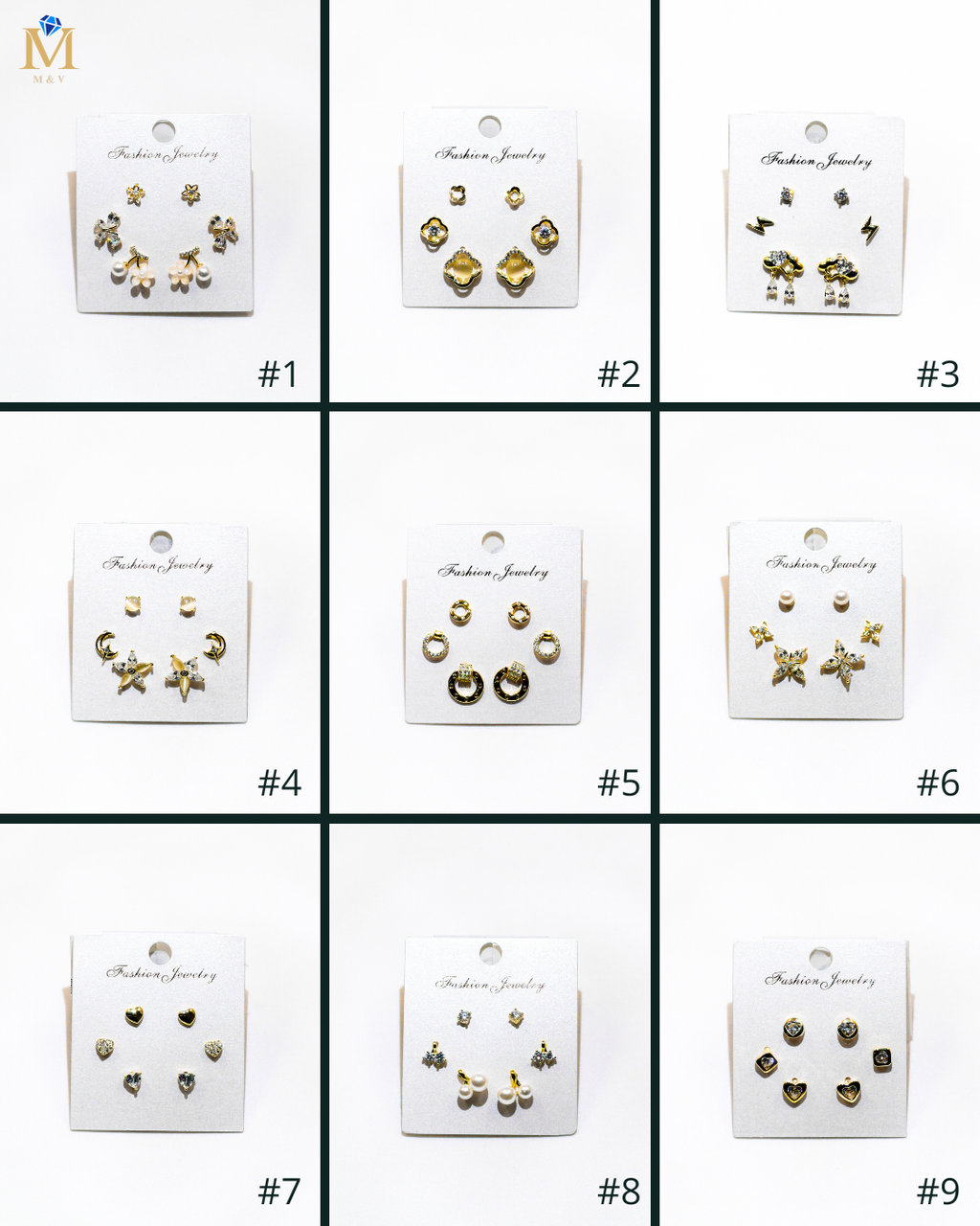 Set Aretes X3 - M14 Oro Laminado
