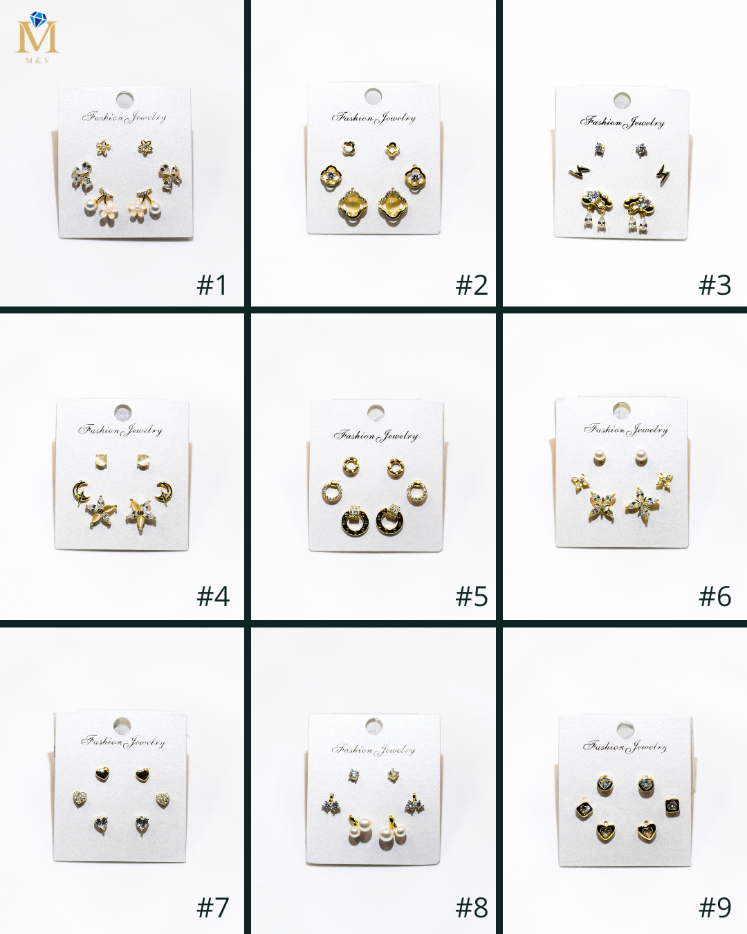 Set Aretes X3 - M14 Oro Laminado
