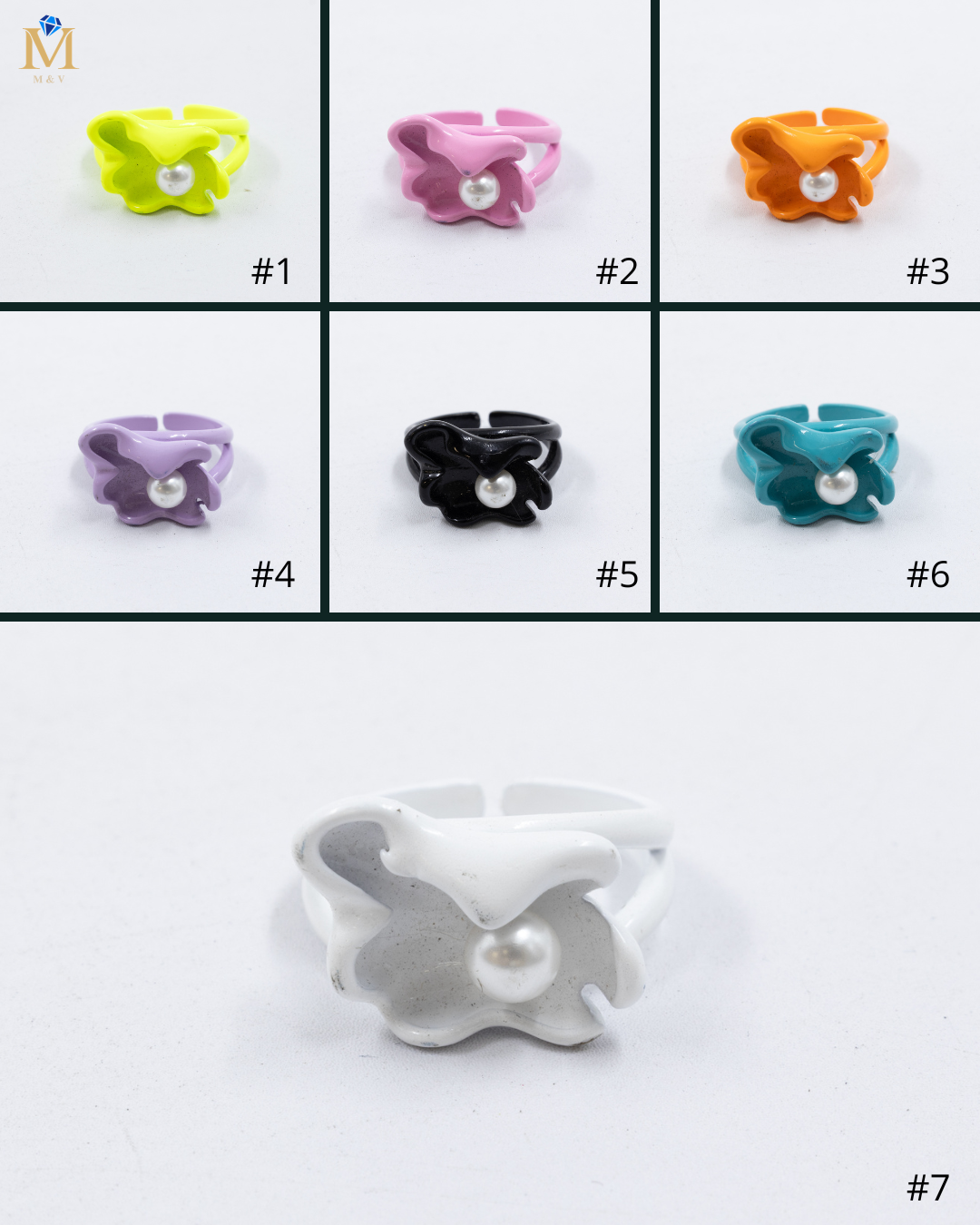 Anillo Ajustable de colores M7 Oro Laminado