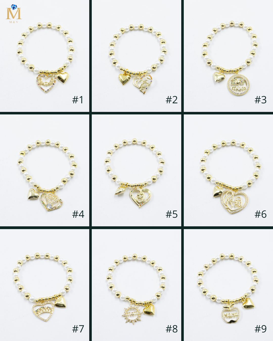 Pulsera con dije de Mamá M5 Oro Laminado 05/03/26