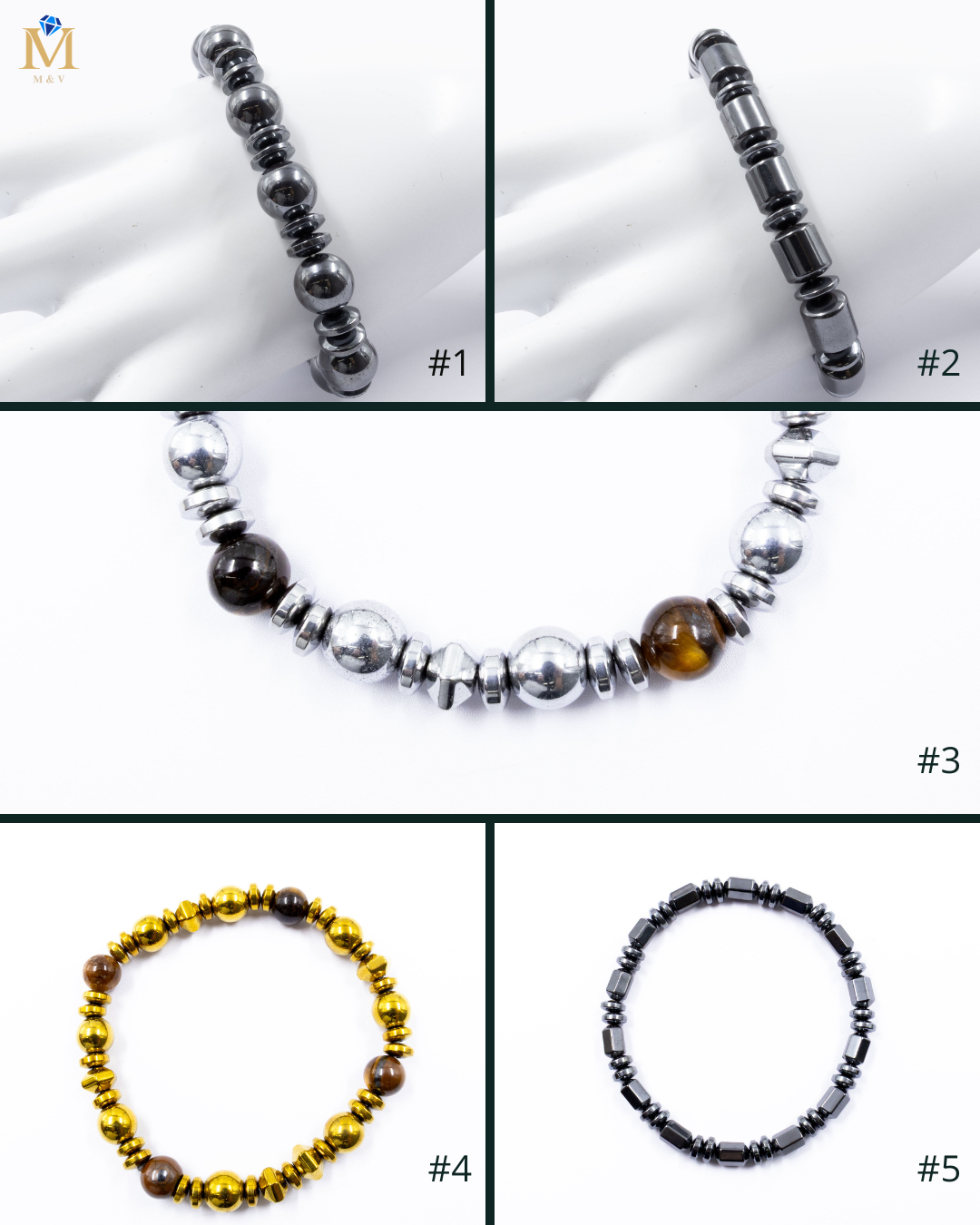 Pulseras brillantes con cuentas - M3 Oro Laminado