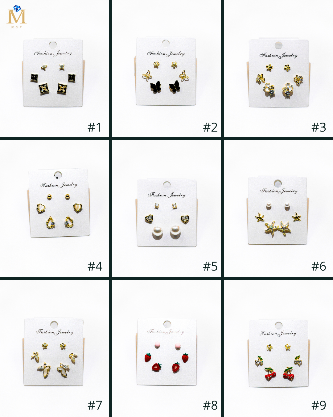 Set Aretes X3 - M4 Oro Laminado