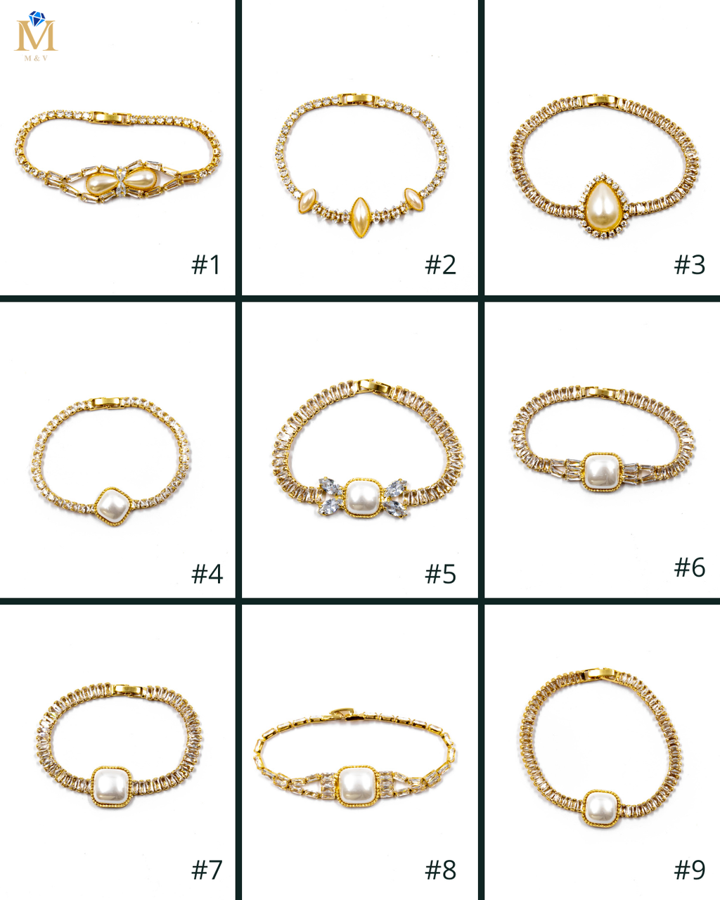 Pulsera dorada de piedras con piedra - M3 Oro Laminado