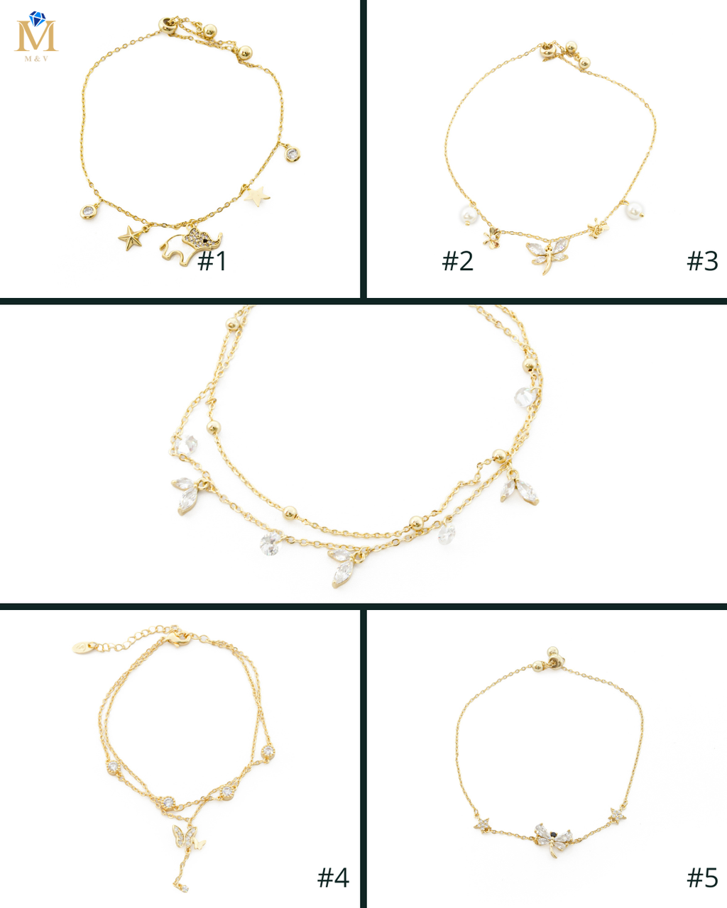 Pulseras Doradas Ansheli M2 - Oro Laminado