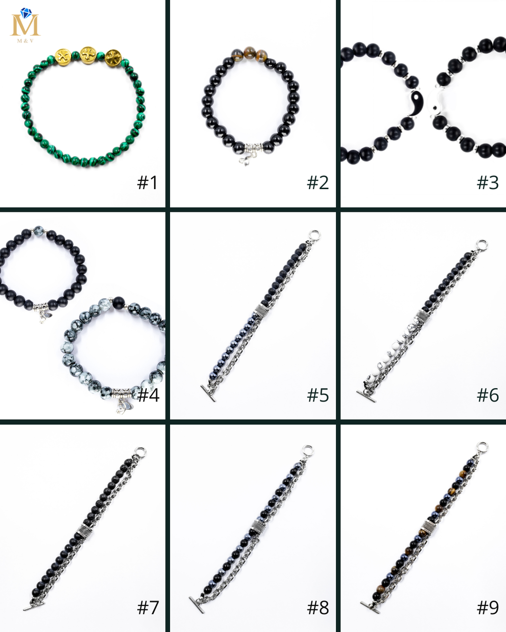 Pulsera de cuentas con Dije - M5 Acero Inoxidable