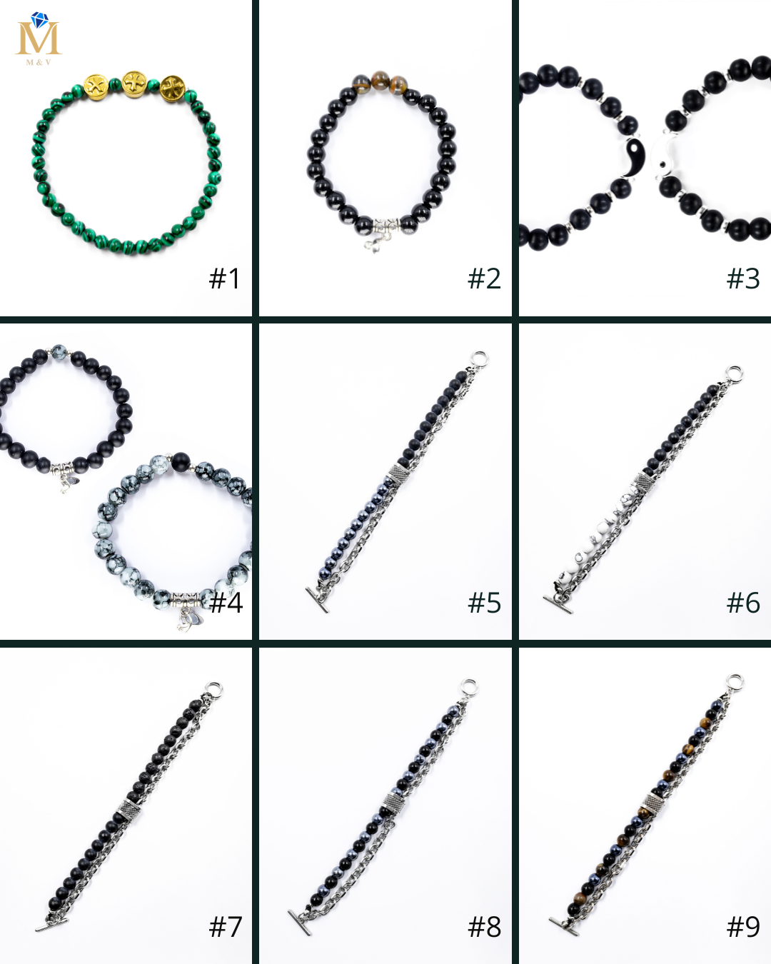 Pulsera de cuentas con Dije - M5 Acero Inoxidable