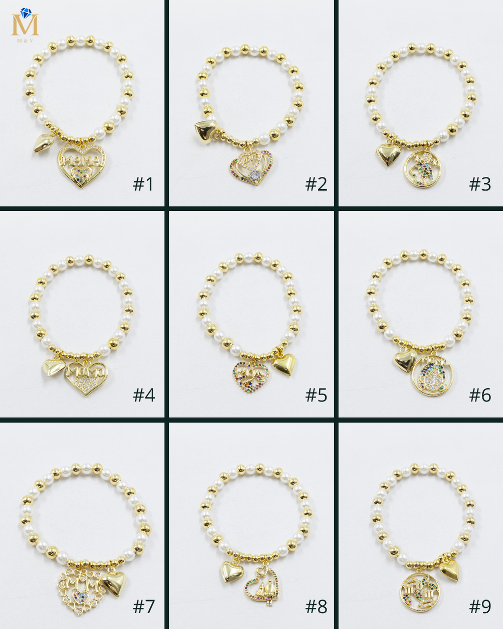 Pulsera con dije de Mamá M1 Oro Laminado 05/03/26