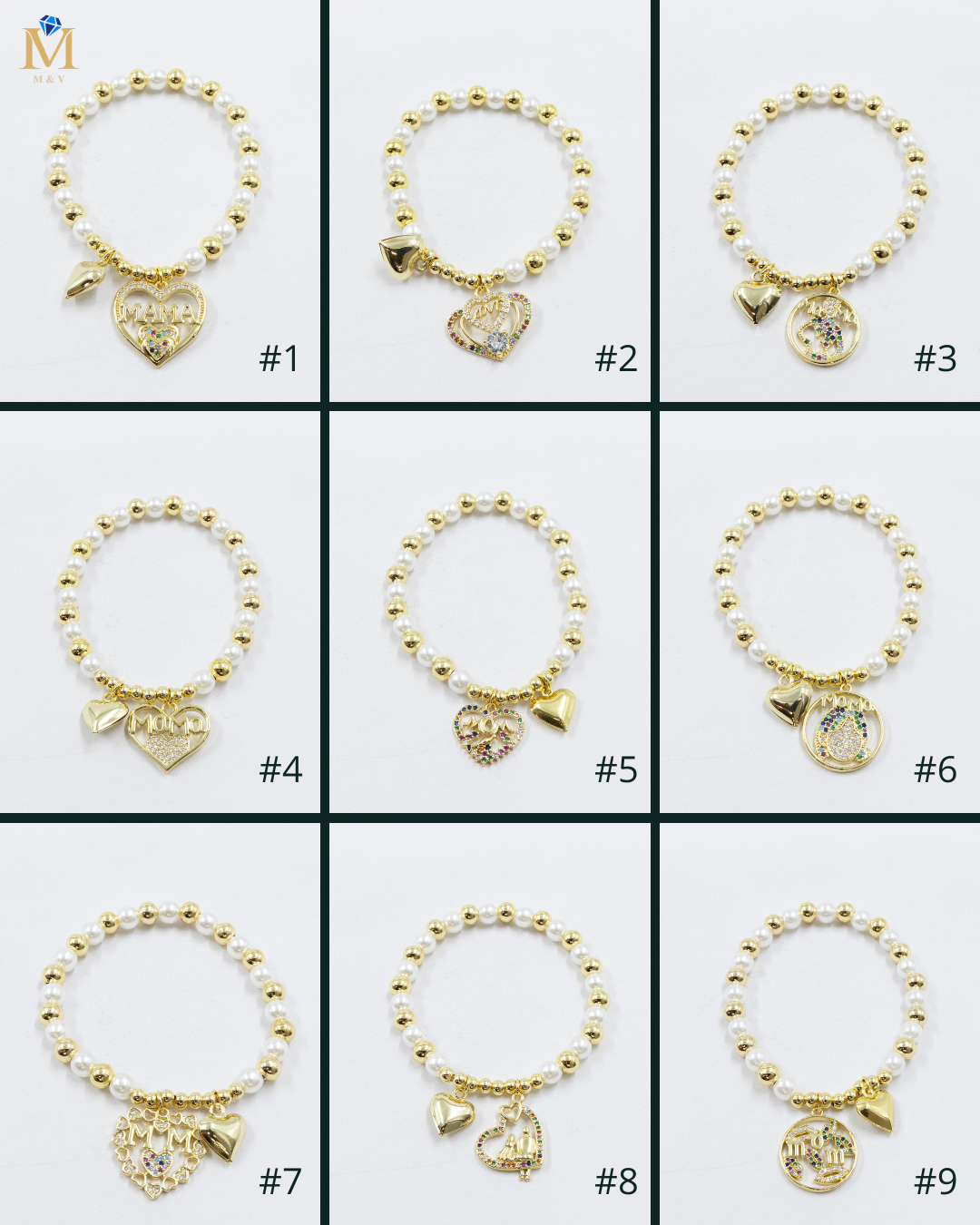 Pulsera con dije de Mamá M1 Oro Laminado 05/03/26