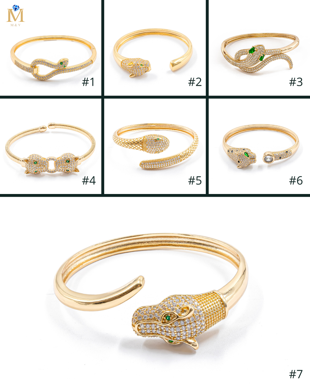Brazalete Dorado con Piedras M11 Oro Laminado