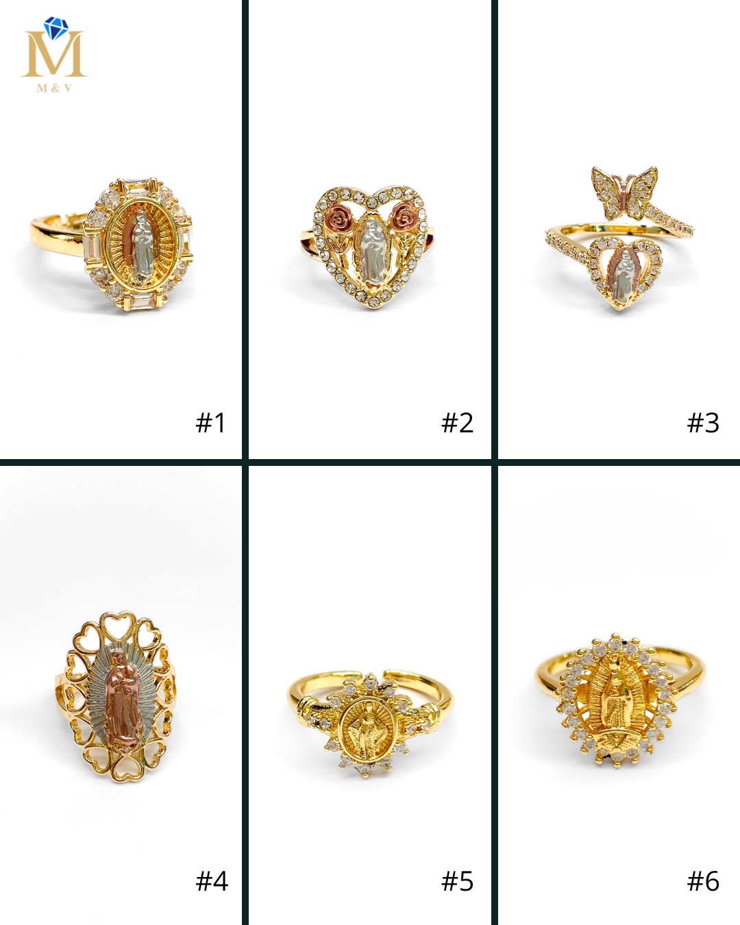Anillo Religioso Ajustable M4 Oro Laminado
