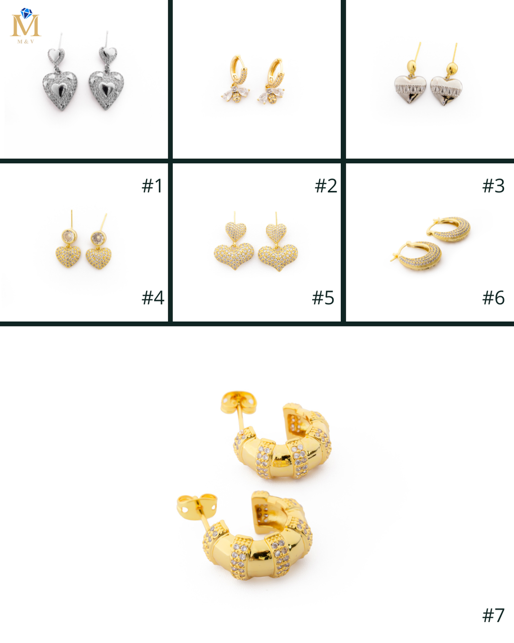 Aretes Dorados con piedras M2 Oro Laminado
