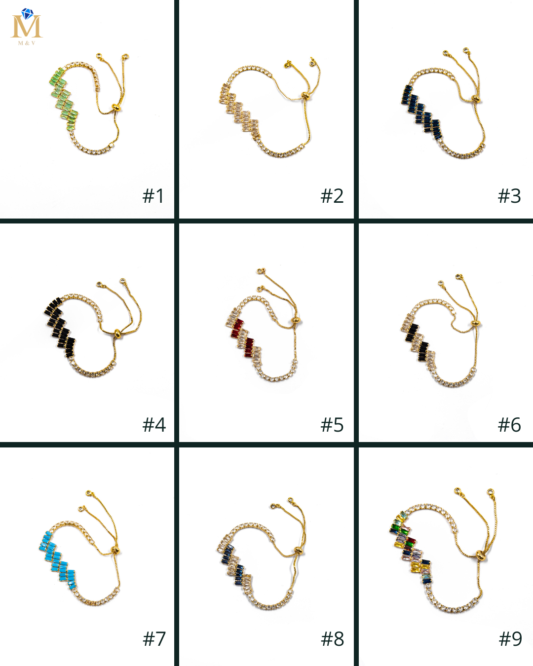 Pulsera de piedras en estilo zigzag Oro Laminado