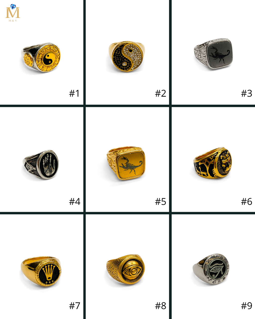 Anillo Dorado y Plateado M14  Acero Inoxidable