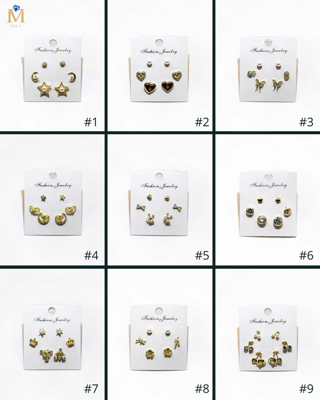 Set Aretes X3 - M18 Oro Laminado