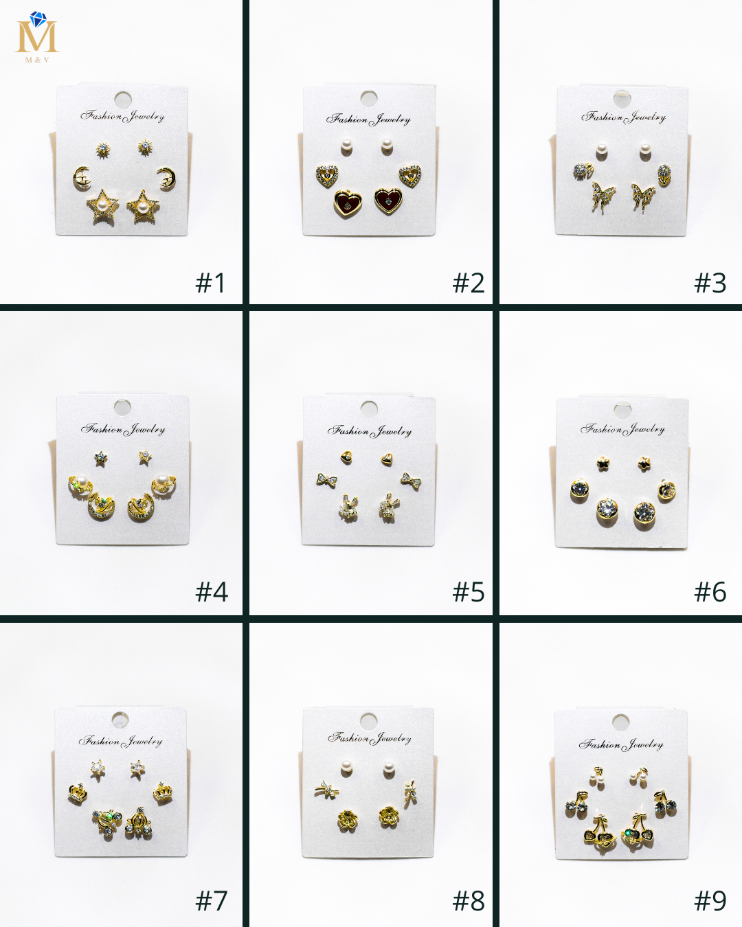 Set Aretes X3 - M18 Oro Laminado