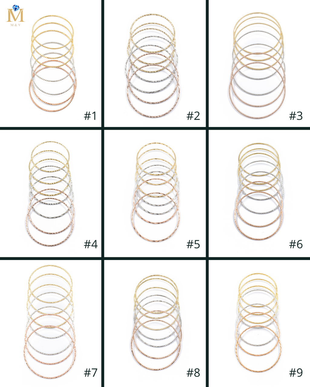 Pulseras de 3 colores M1 Oro Laminado