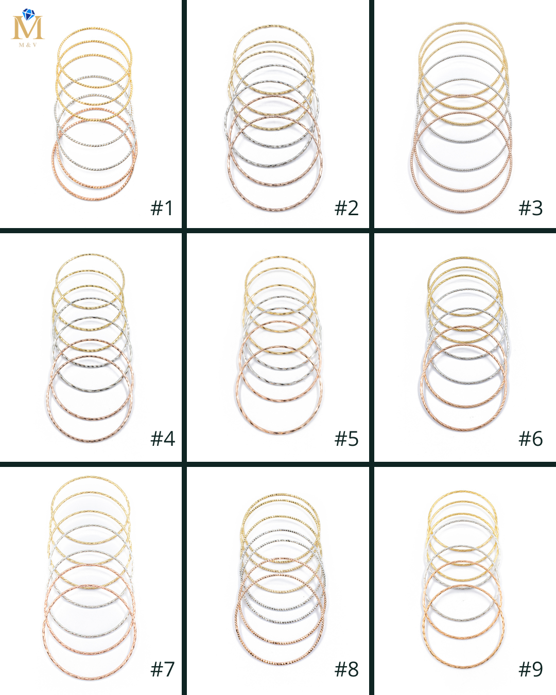Pulseras de 3 colores M1 Oro Laminado