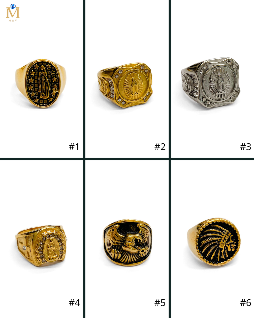 Anillo Dorado y Plateado M13 Acero Inoxidable