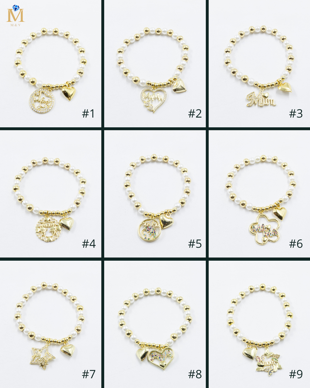 Pulsera con dije de Mamá M4 Oro Laminado 05/03/26