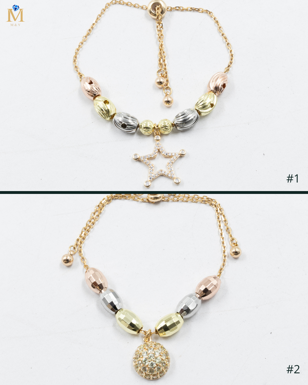 Pulsera Oro Florentino Ajustable con DIje Oro Laminado