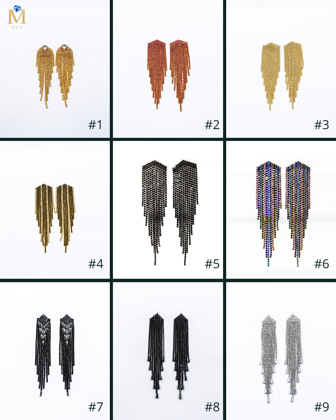 Aretes Largos de piedras - M3 Oro Laminado