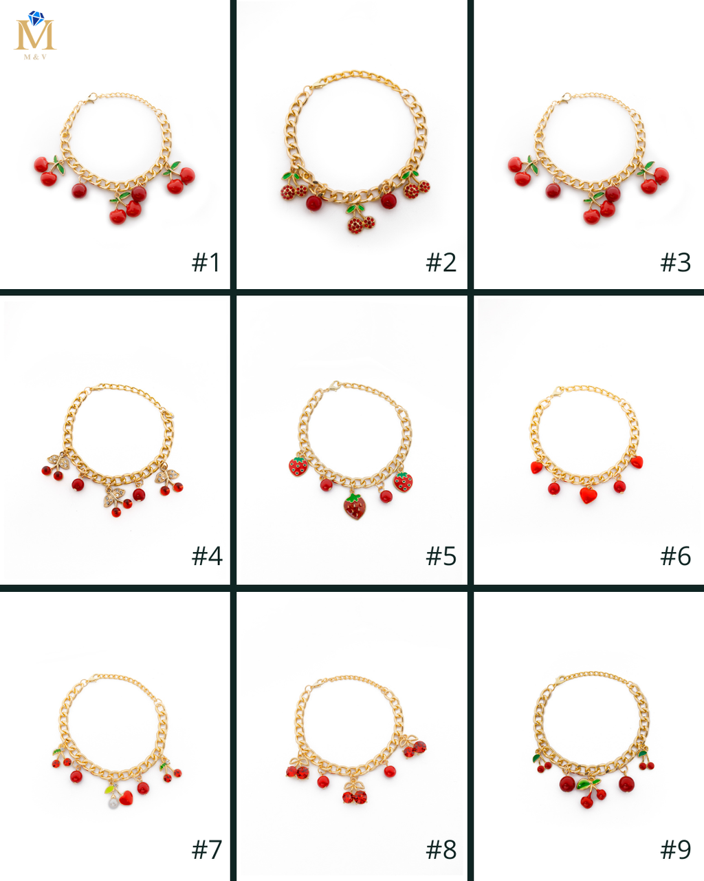 PULSERA DE CEREZA M4 ORO LAMINADO