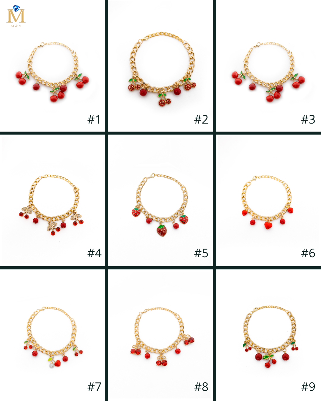 PULSERA DE CEREZA M4 ORO LAMINADO