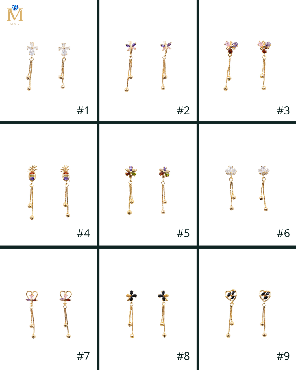 Aretes Dorados Largos M5 Oro Laminado