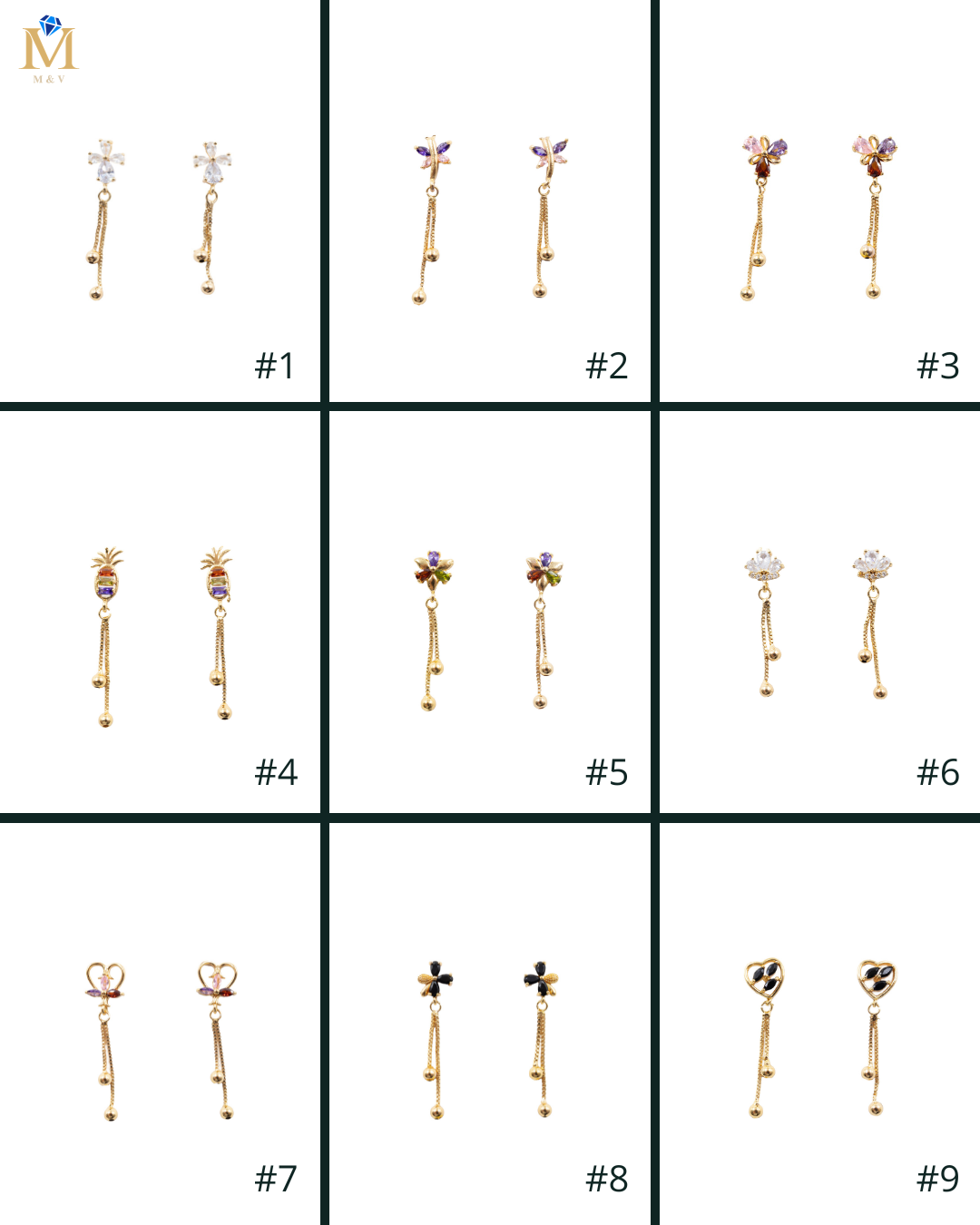 Aretes Dorados Largos M5 Oro Laminado