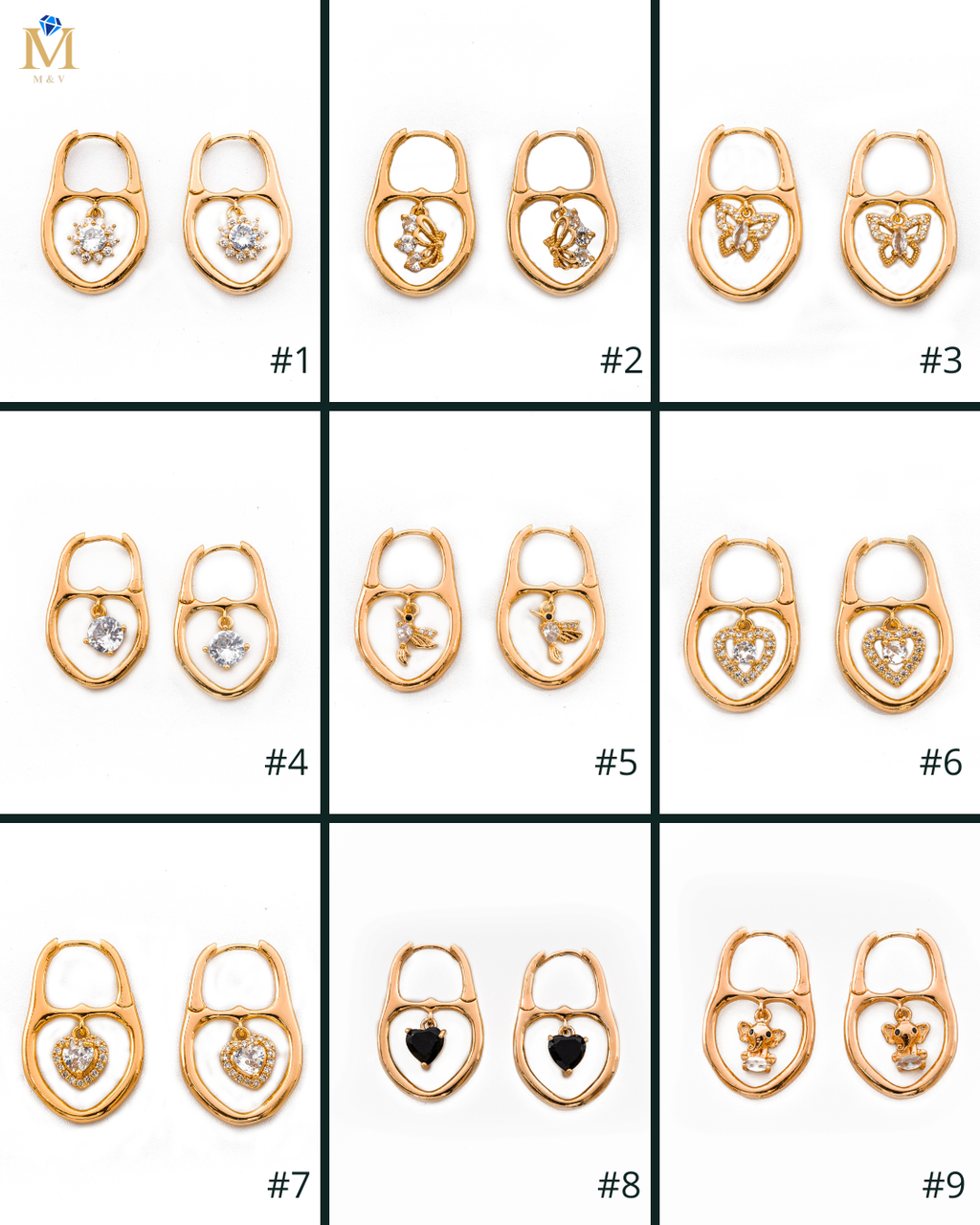 Aretes con Dije M1 ORO LAMINADO