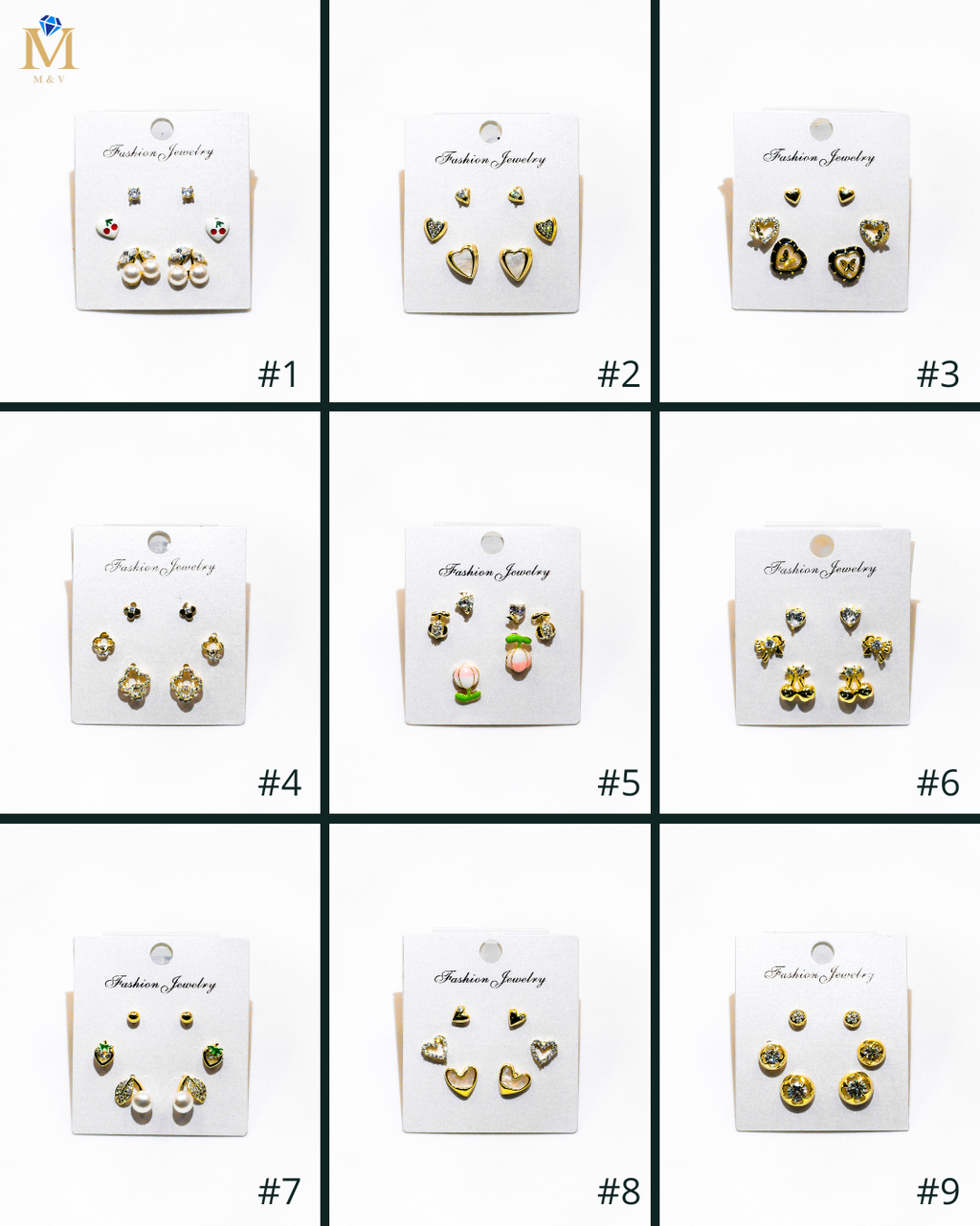 Set Aretes X3 - M7 Oro Laminado