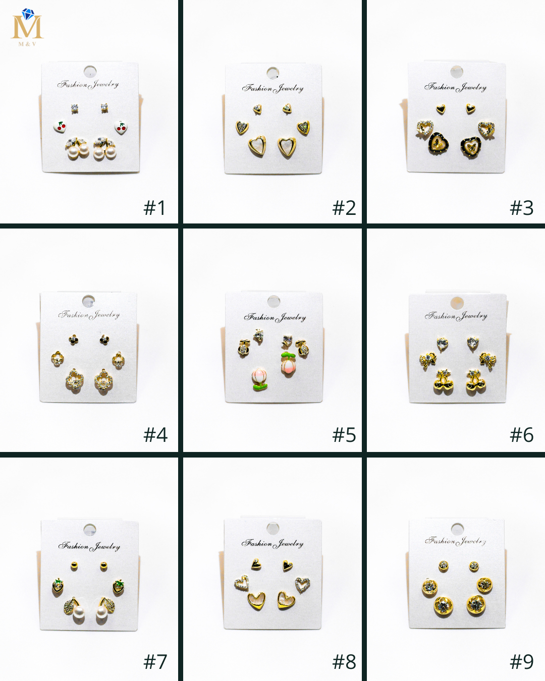 Set Aretes X3 - M7 Oro Laminado