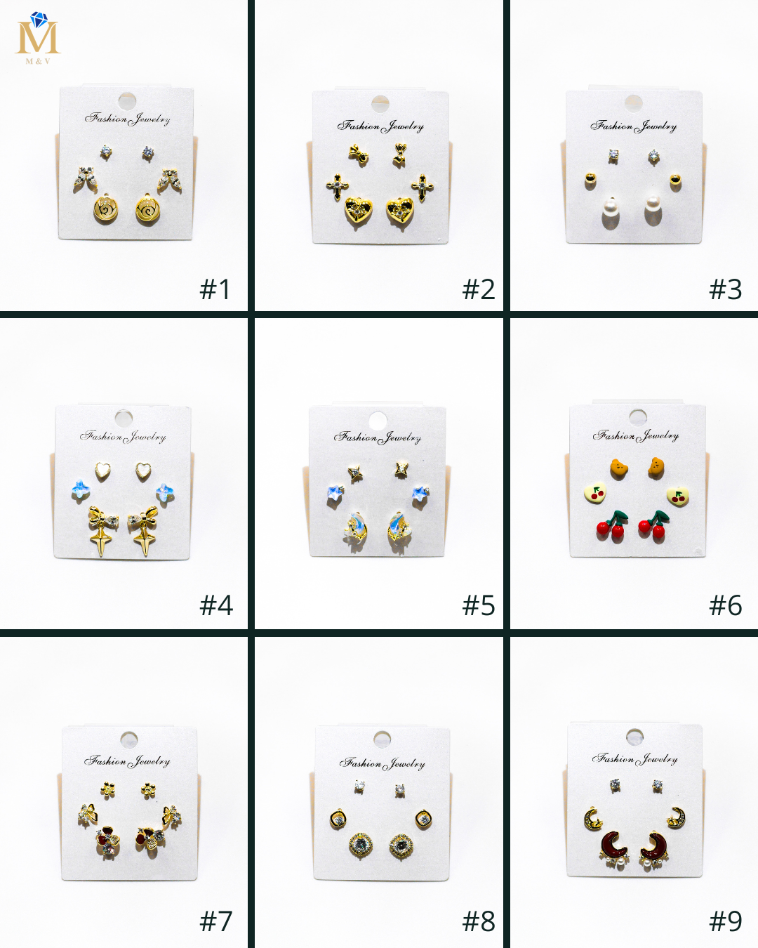 Set Aretes X3 - M3 Oro Laminado