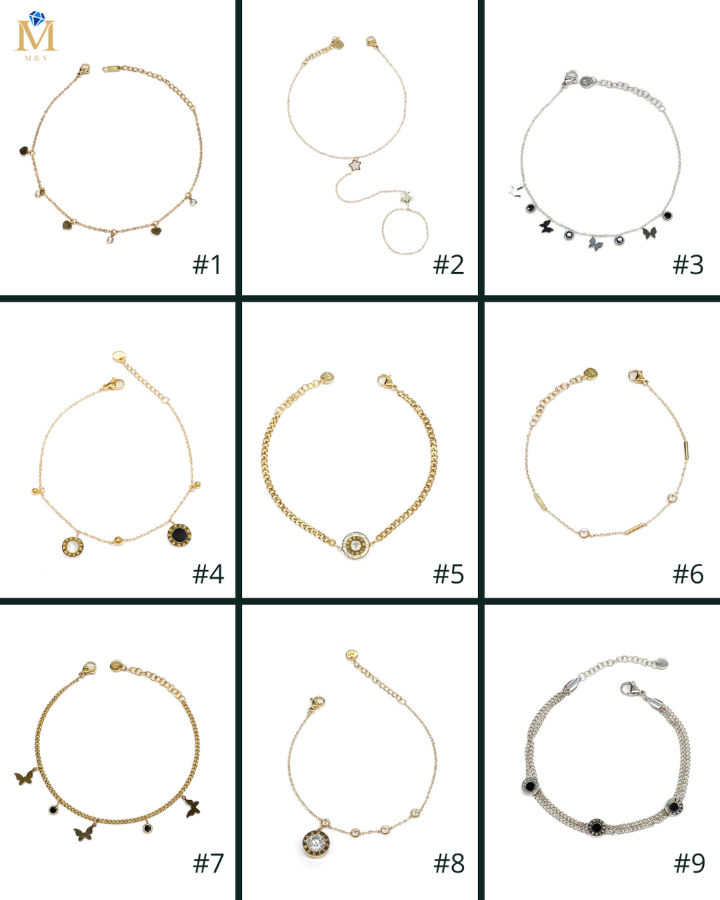 Pulsera Dorada con Dije - M1 Oro Laminado