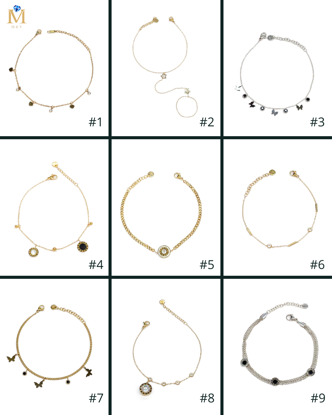 Pulsera Dorada con Dije - M1 Oro Laminado