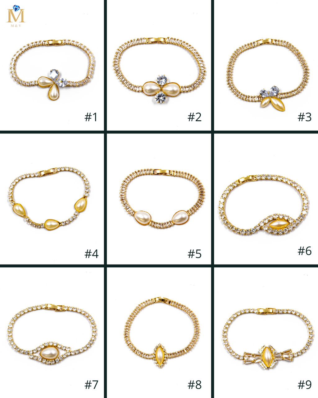 Pulsera dorada de piedras con piedra - M2 Oro Laminado