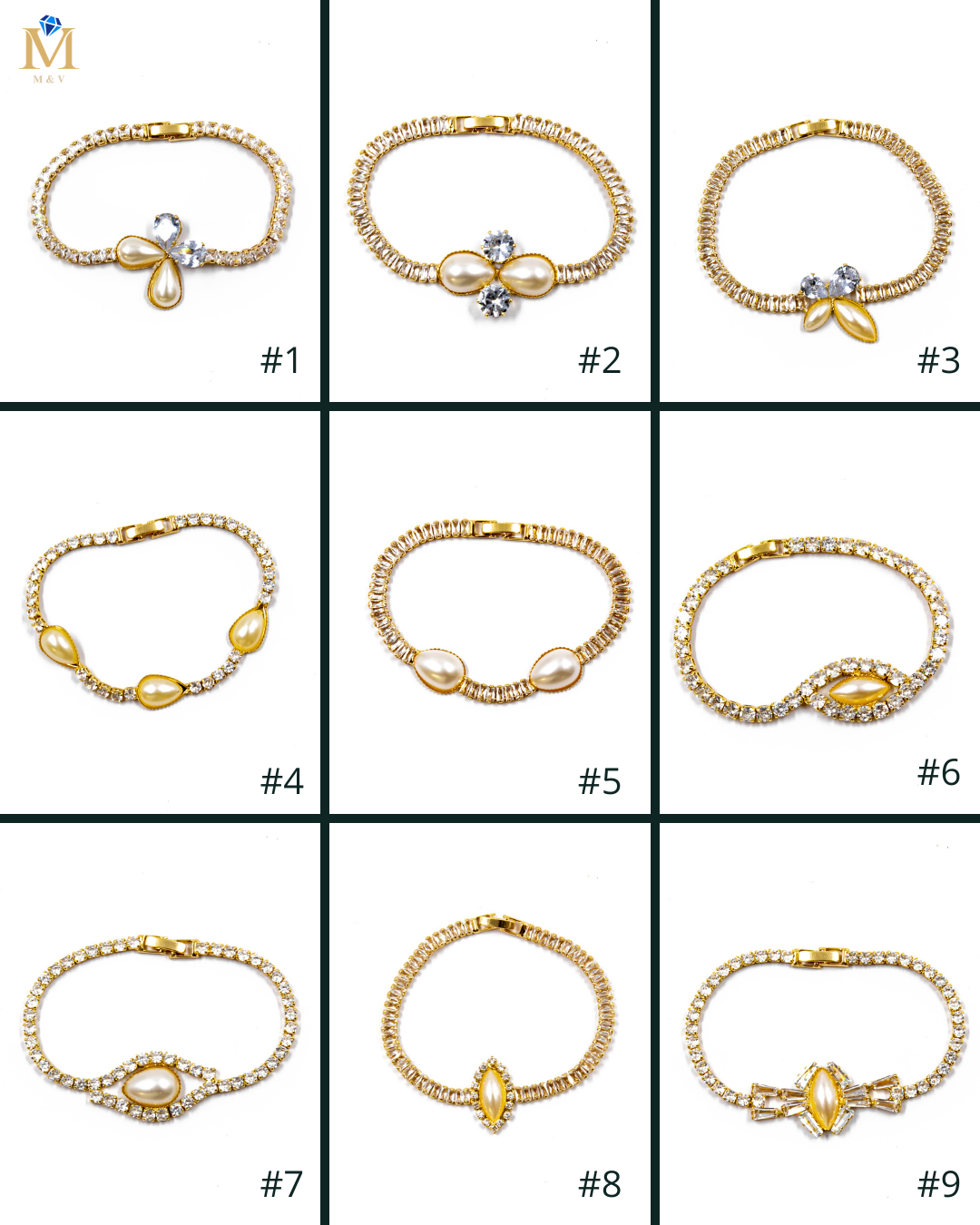 Pulsera dorada de piedras con piedra - M2 Oro Laminado