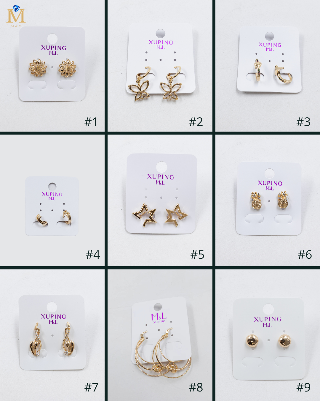 Aretes Dorados Xuping de poste M1 Oro Laminado
