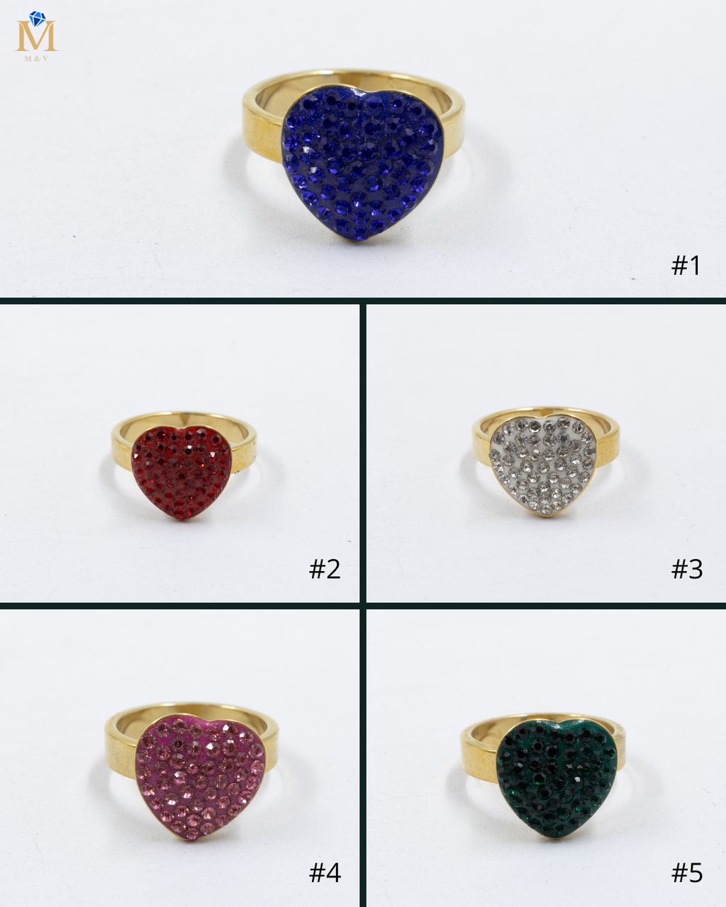 Anillo Dorado de Corazón M18 Oro Laminado